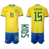 Otroški Nogometni dresi Brazilija Fabinho #15 Domači SP 2022 Kratek Rokav (+ Kratke hlače)